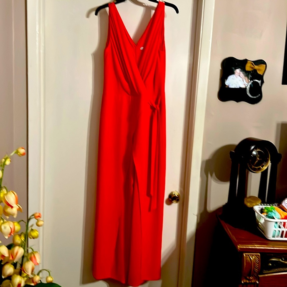 Beautiful coral jumpsuit London Times size 10never been worn no. smoking home.